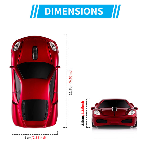 Wireless Mouse Compatible with iOS Windows Android - Works with Computer, Laptop, Tablet, Mobile Phone - Universal Bluetooth/USB Receiver Connectivity (F1-RR, Racing Red)