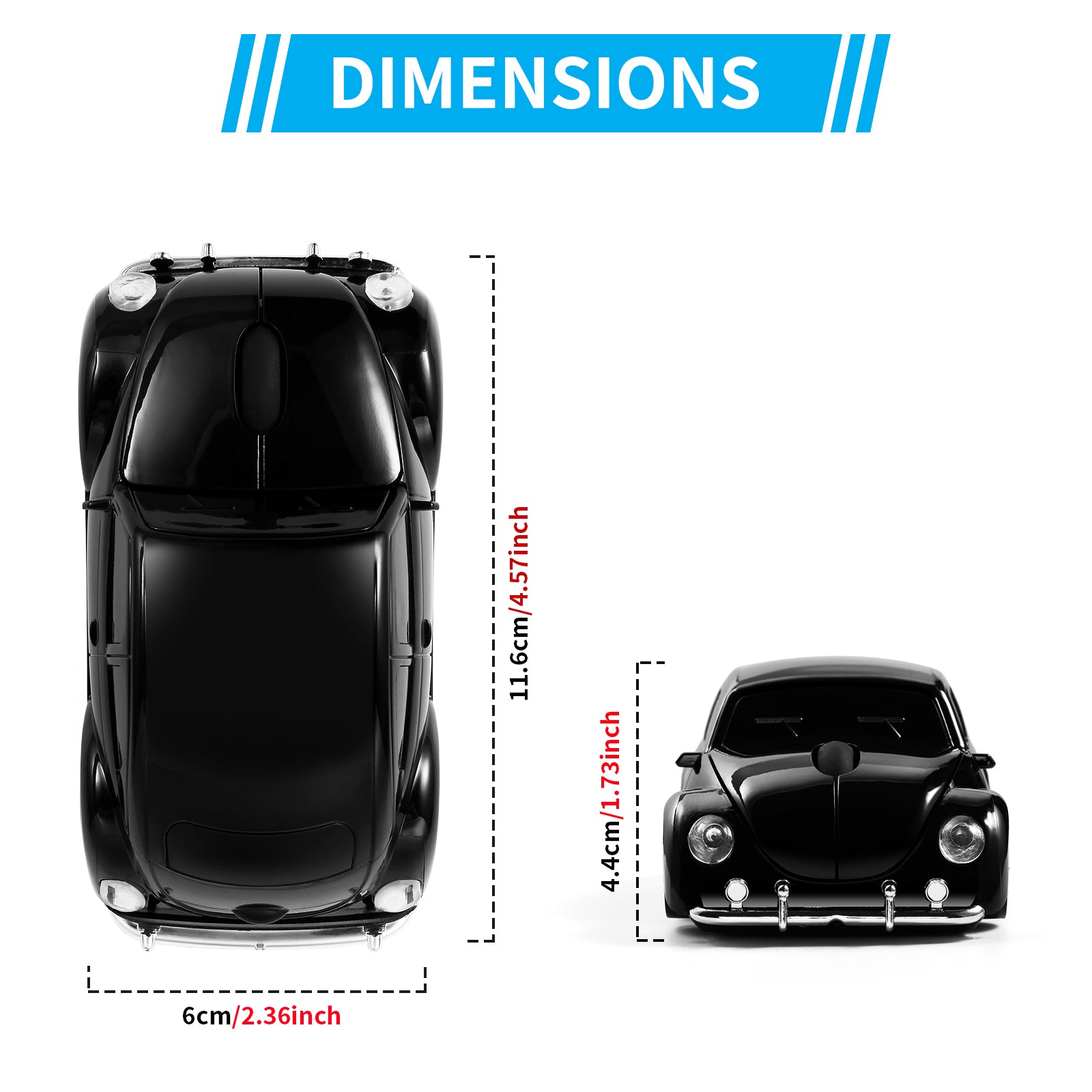 Wireless Bluetooth Mouse Compatible with iOS Windows Android - Works with Computer, Laptop, Tablet, Mobile Phone - Universal Bluetooth/USB Receiver Connectivity (VW01-BLK, Black)