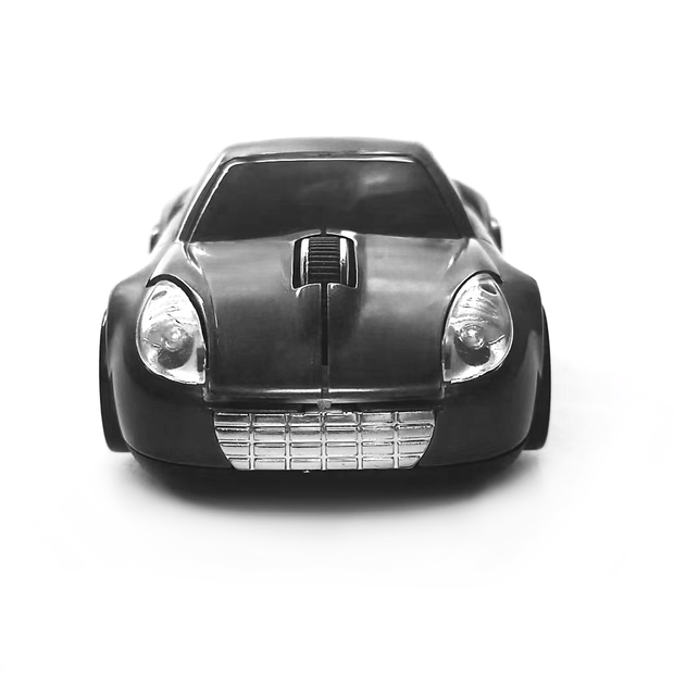 Sports Car Bluetooth Wireless Mouse 2.4GHz LED Light Computer Mouse Optical Decoration Desktop Laptop Glossy (Black)