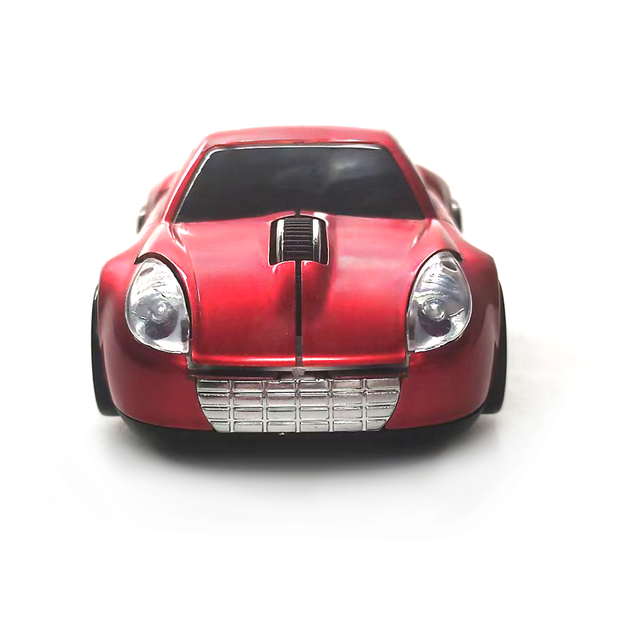 Sports Car Bluetooth Wireless Mouse 2.4GHz LED Light Computer Mouse Optical Decoration Desktop Laptop Glossy (Red)