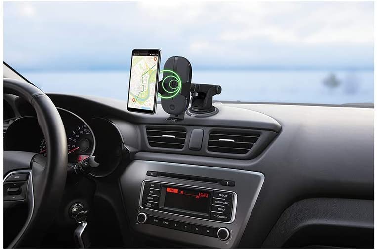 Kenwood CAX-HL10Qi 15W Qi Wireless Charging Car Mount, Motorized Clamp with Infrared Sensor Lock, One-Touch Release, Fast Charging for Qi Enabled Phones