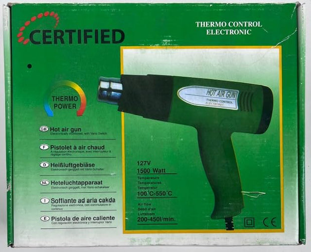 Heat Gun Corded Dual Heat up to 550 Degrees C 1500 Watts Green or Blue Color