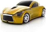 Bluetooth Wireless Mouse Sports Car Shaped 2.4GHz LED Light Computer Optical Mouse Decoration Desktop Laptop Glossy (Yellow)