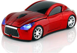 Car Wireless Blutooth Mouse Sports Car Shaped 2.4GHz LED Light Computer Optical Mouse Decoration Desktop Laptop Glossy (Red)