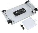 Adjustable Laptop Table Stand with Cooling Fan, Foldable Standing Desk & Non-Slip Mousepad (Gray)