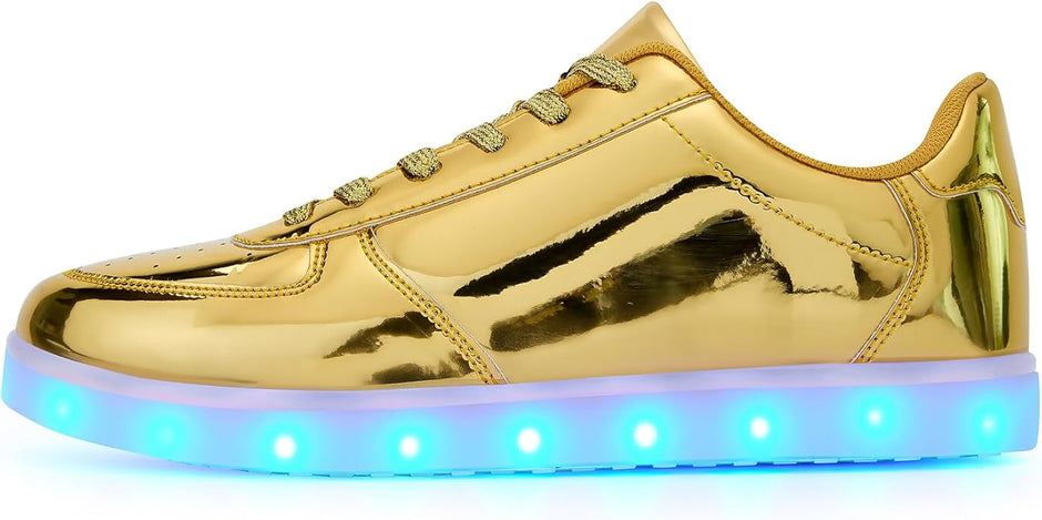 Certified Women's Led Light Up Sneaker, Glowing Gold, 10