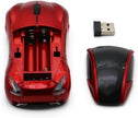 Car Wireless Blutooth Mouse Sports Car Shaped 2.4GHz LED Light Computer Optical Mouse Decoration Desktop Laptop Glossy (Red)