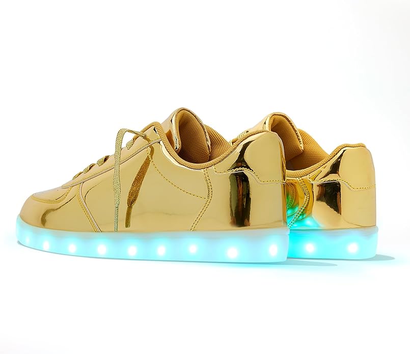 Certified Women's Led Light Up Sneaker, Glowing Gold, US Size 7