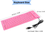 Foldable Silicone Keyboard, USB Keyboard, Wired Keyboard, 85 Keys USB Wired Waterproof Folding Silicone Keyboard for PC Laptop Notebook Pink