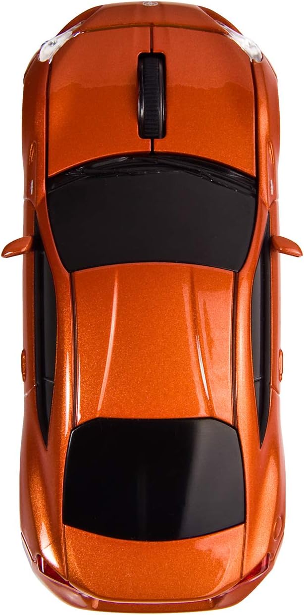 Certified Wireless Computer Mouse - Computer Accessories - Orange Wirelesss Mouse, Sport's Car Design with LED Lights - Style# T95910
