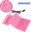 Foldable Silicone Keyboard, USB Keyboard, Wired Keyboard, 85 Keys USB Wired Waterproof Folding Silicone Keyboard for PC Laptop Notebook Pink