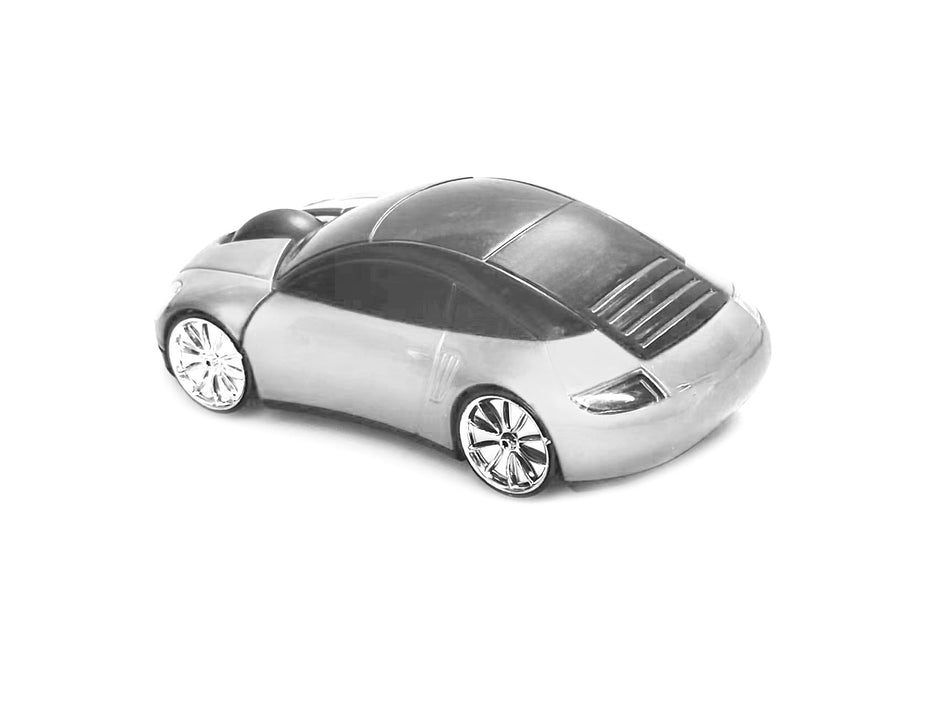 Car-Shaped Bluetooth Wireless Mouse, 2.4GHz Optical, 2-Button, USB Compatible, PC and Laptop (White)