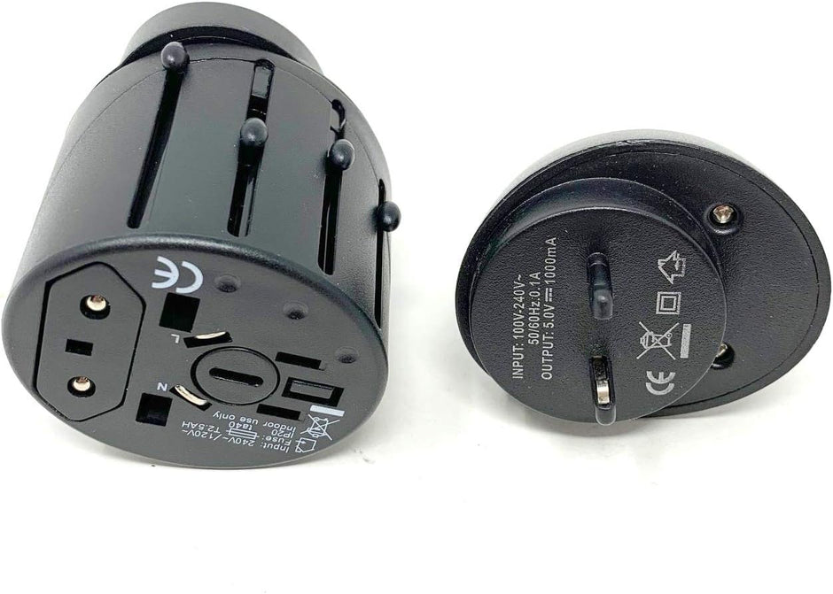 Certified WA2U Power Adapter - Worldwide Voltage Compatibility, Black - Universal Travel Charger for Phones, Laptops, and Devices