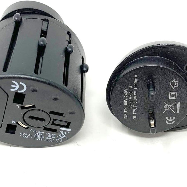 Certified WA2U Power Adapter - Worldwide Voltage Compatibility, Black - Universal Travel Charger for Phones, Laptops, and Devices