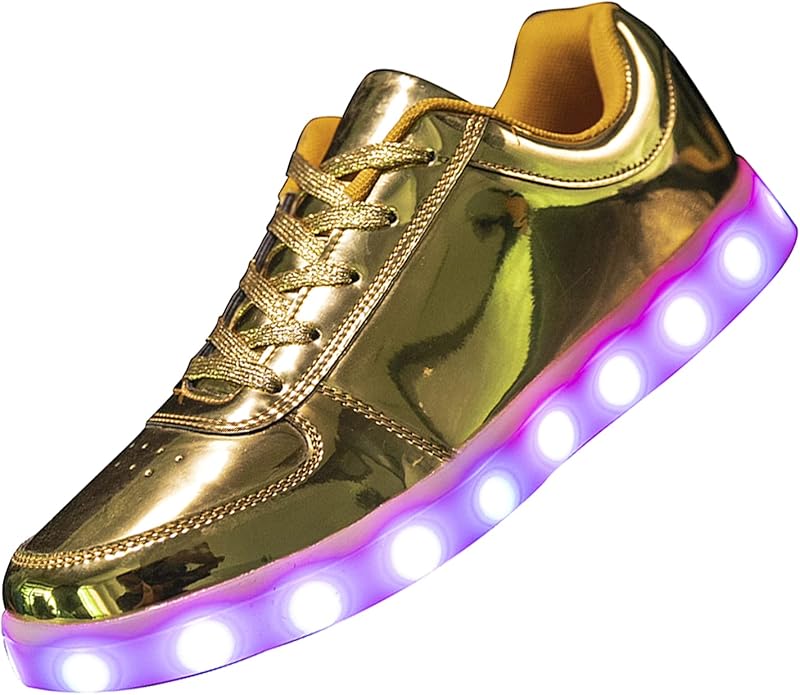 Certified Women's Led Light Up Sneaker, Glowing Gold, 10
