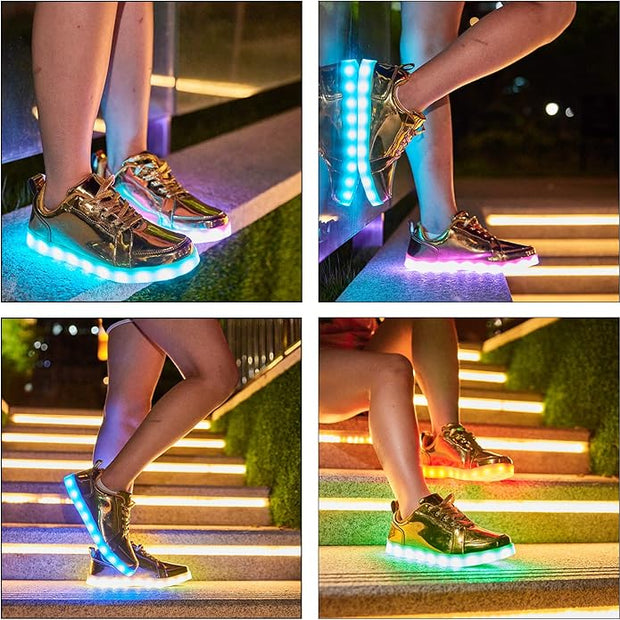 Certified Women's Led Light Up Sneaker, Glowing Gold Size 8