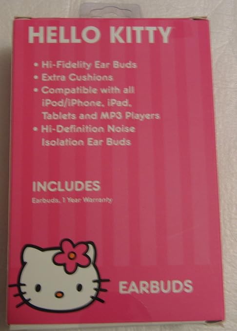 Hello Kitty Hk-1429 Earbud Headphones Pink/Black