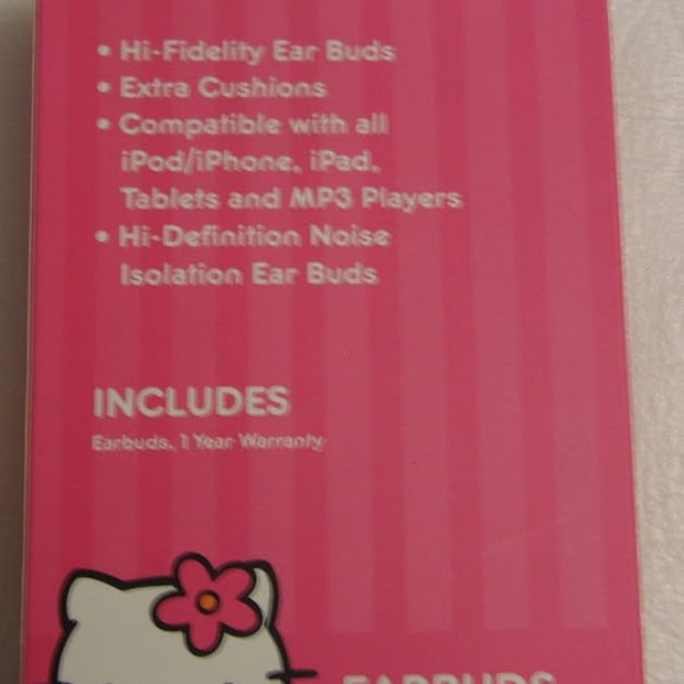 Hello Kitty HK-1429 Earbud Headphones Pink/Black