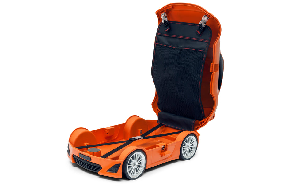 Kids Car Travel Luggage Suitcase with Wheels Children Trolley Case Classic Car Design Orange