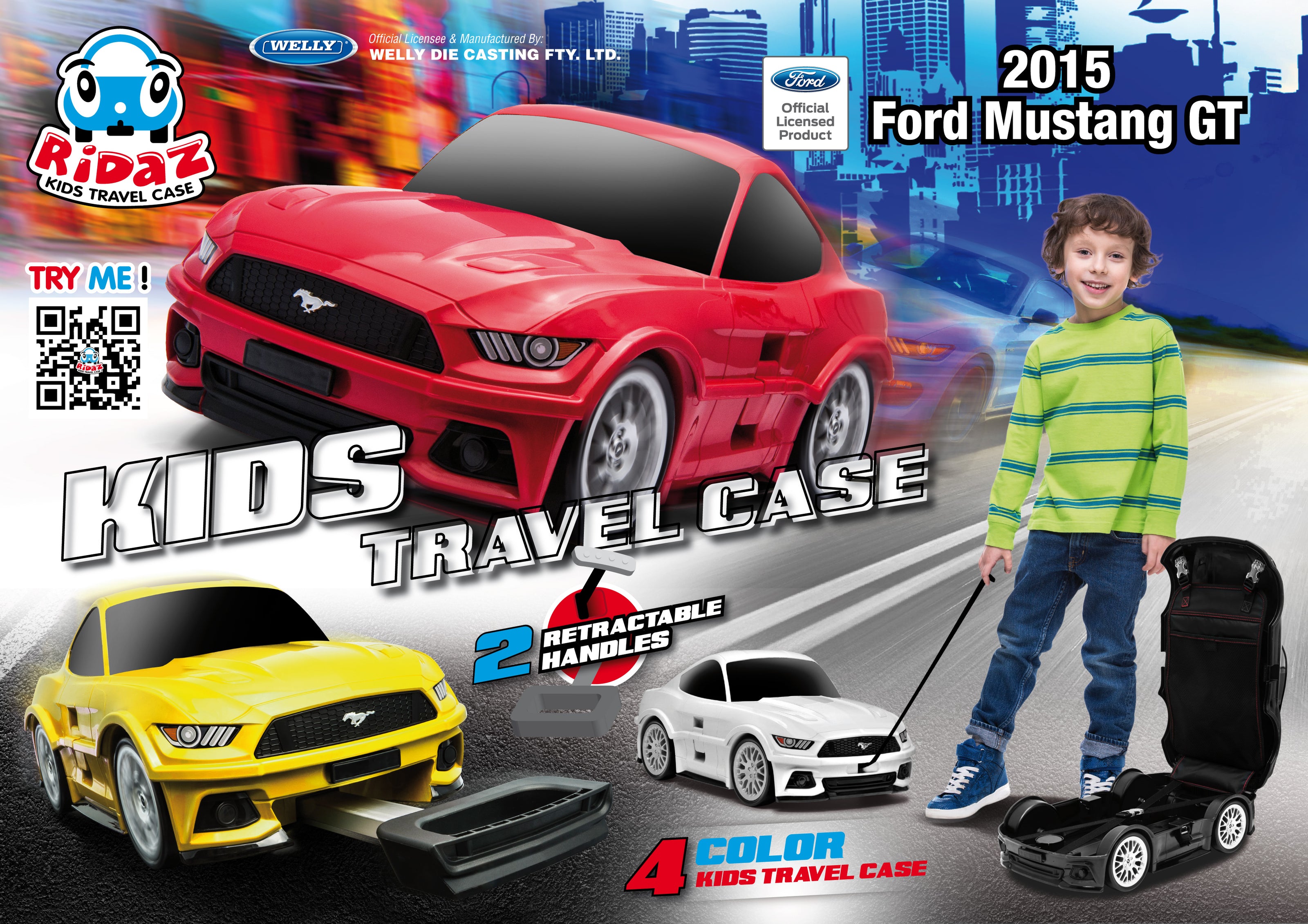 Kids Car Travel Luggage Suitcase with Wheels Children Trolley Case Muscle Car Design Yellow