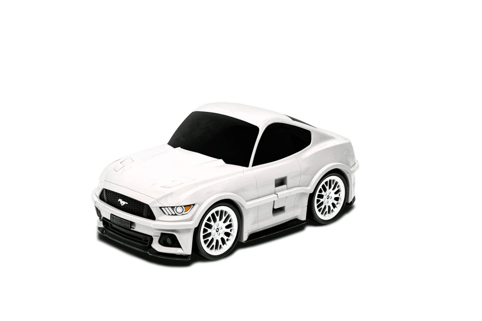 Kids Car Travel Luggage Suitcase with Wheels Children Trolley Case Muscle Car Design White