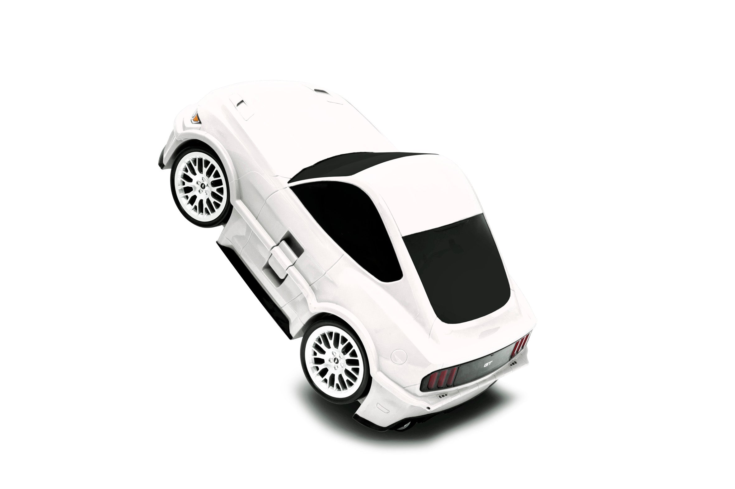 Kids Car Travel Luggage Suitcase with Wheels Children Trolley Case Muscle Car Design White