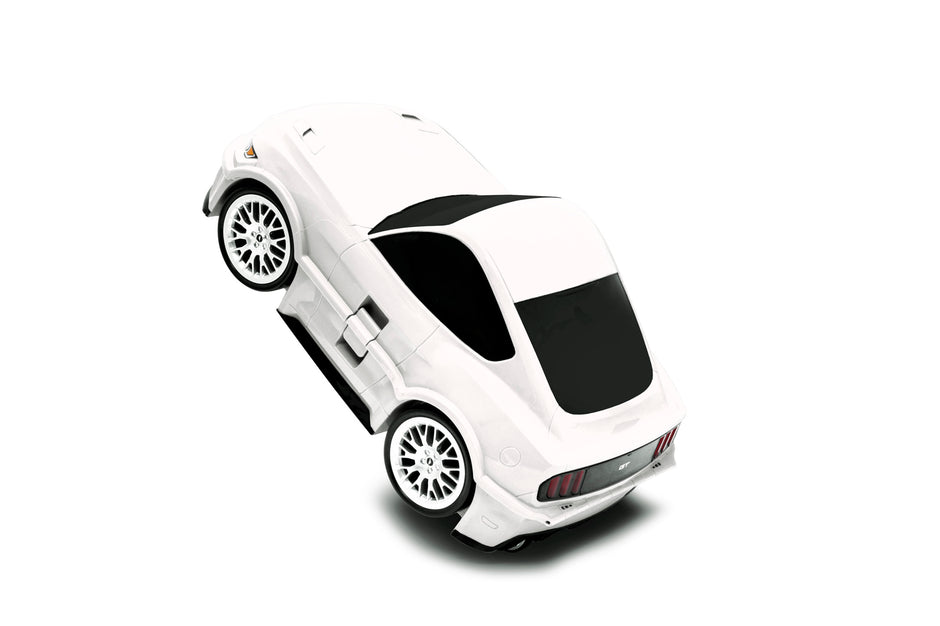 Kids Car Travel Luggage Suitcase with Wheels Children Trolley Case Muscle Car Design White