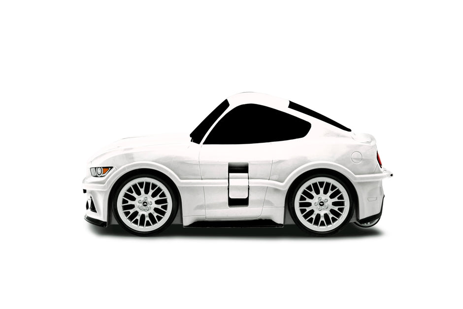 Kids Car Travel Luggage Suitcase with Wheels Children Trolley Case Muscle Car Design White