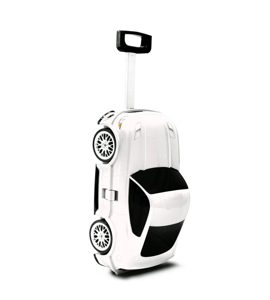 Kids Car Travel Luggage Suitcase with Wheels Children Trolley Case Muscle Car Design White