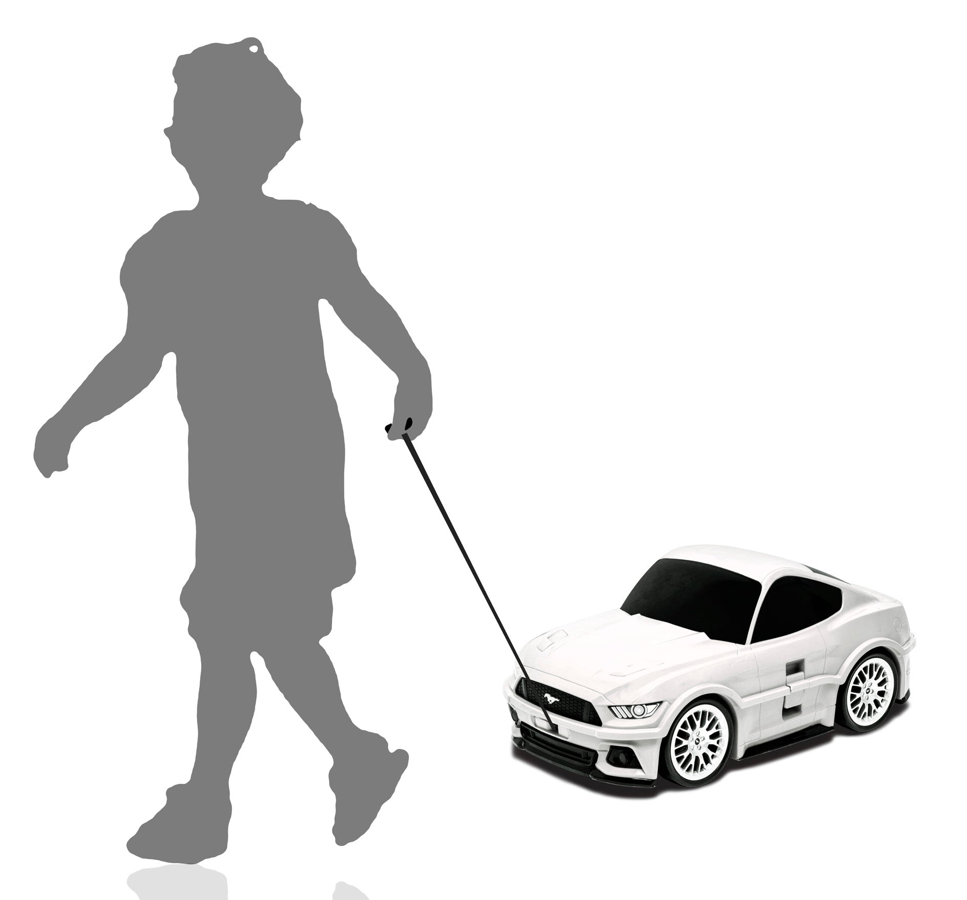 Kids Car Travel Luggage Suitcase with Wheels Children Trolley Case Muscle Car Design White