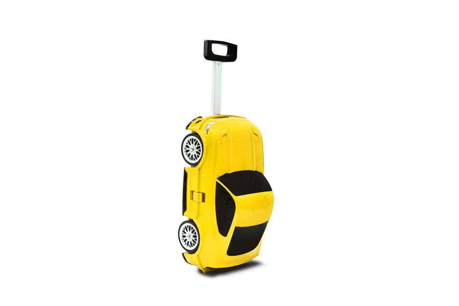 Kids Car Travel Luggage Suitcase with Wheels Children Trolley Case Muscle Car Design Yellow