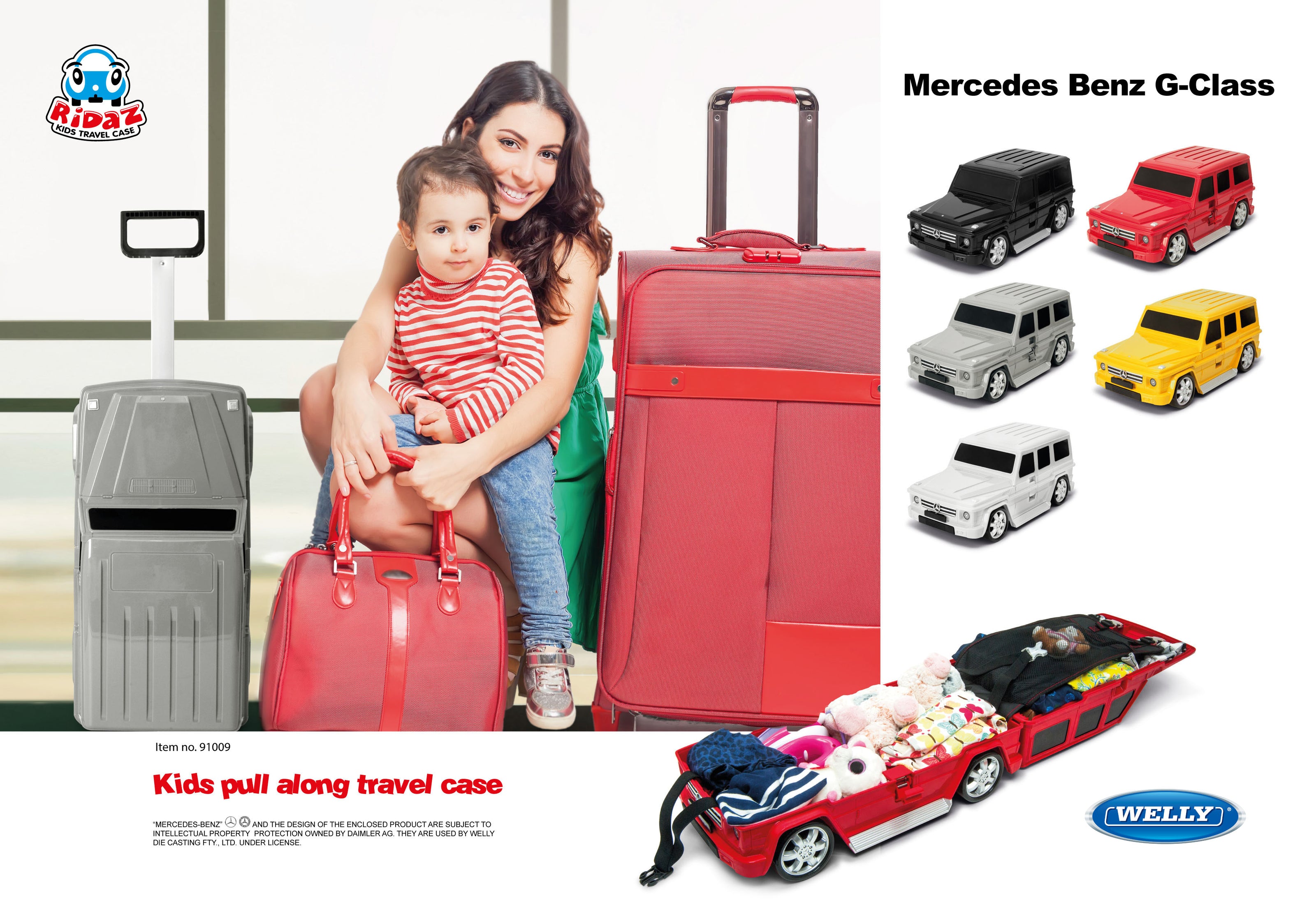 Kids Car Travel Luggage Suitcase with Wheels Children Trolley Case Classic G-Wagon Design White