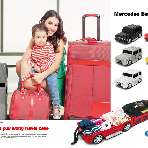 Kids Car Travel Luggage Suitcase with Wheels Children Trolley Case Classic G-Wagon Design White
