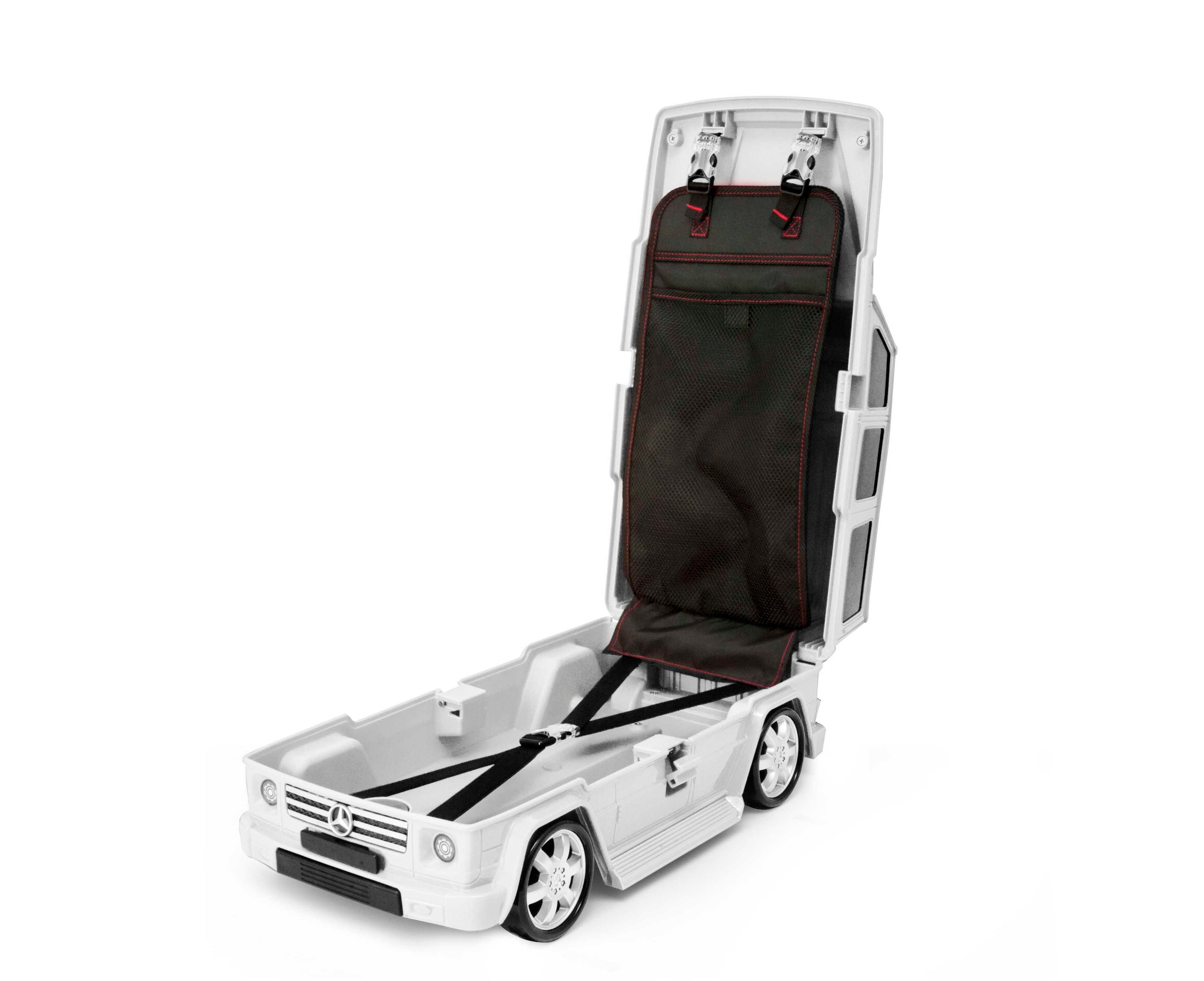 Kids Car Travel Luggage Suitcase with Wheels Children Trolley Case Classic G-Wagon Design White