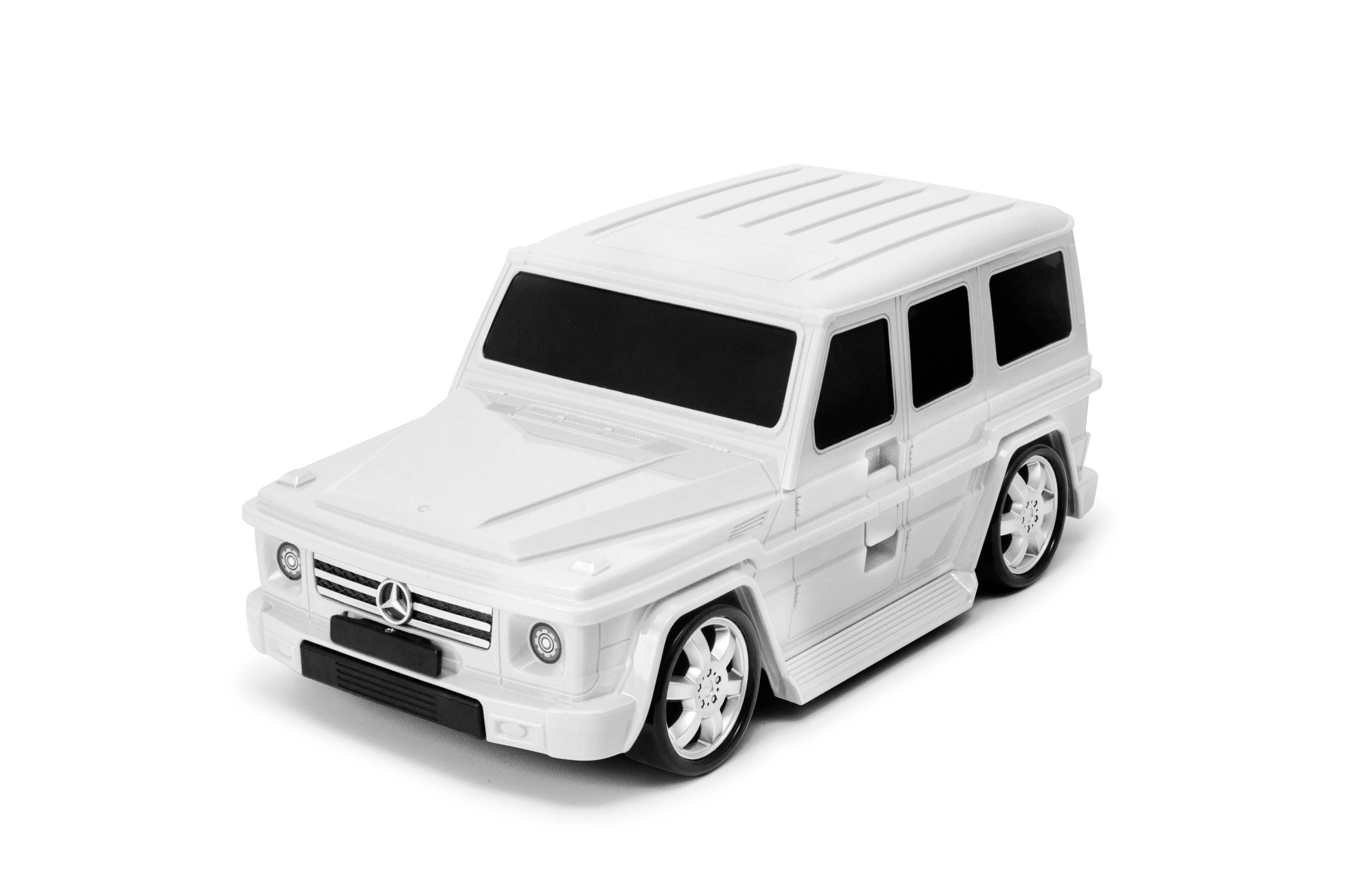 Kids Car Travel Luggage Suitcase with Wheels Children Trolley Case Classic G-Wagon Design White