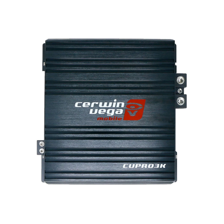 The CVP Pro 1-Channel Class-D Amplifier 3000 Watts (CVPRO3K) is a black, rectangular audio amplifier with a ribbed texture. It displays the 
