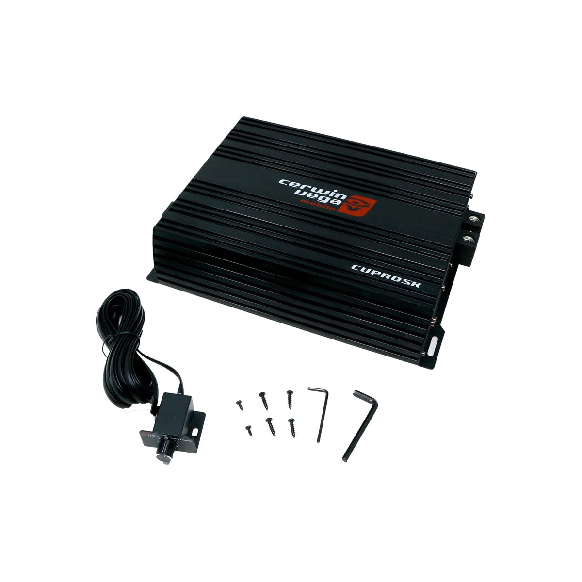 The CVP Pro Amplifier is a black rectangular device with a ribbed surface, featuring the 