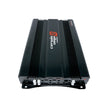 A CVP Amplifier by Cerwin Vega features ridged sides, white control knobs on the front panel, and a prominent red and white logo on top. It's designed for car audio systems with multiple input/output ports. The amplifier is available in black.