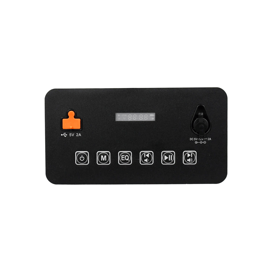 The 55QT Orange Cooler, model CVC65OR, boasts a sleek black rectangular control panel with a small 