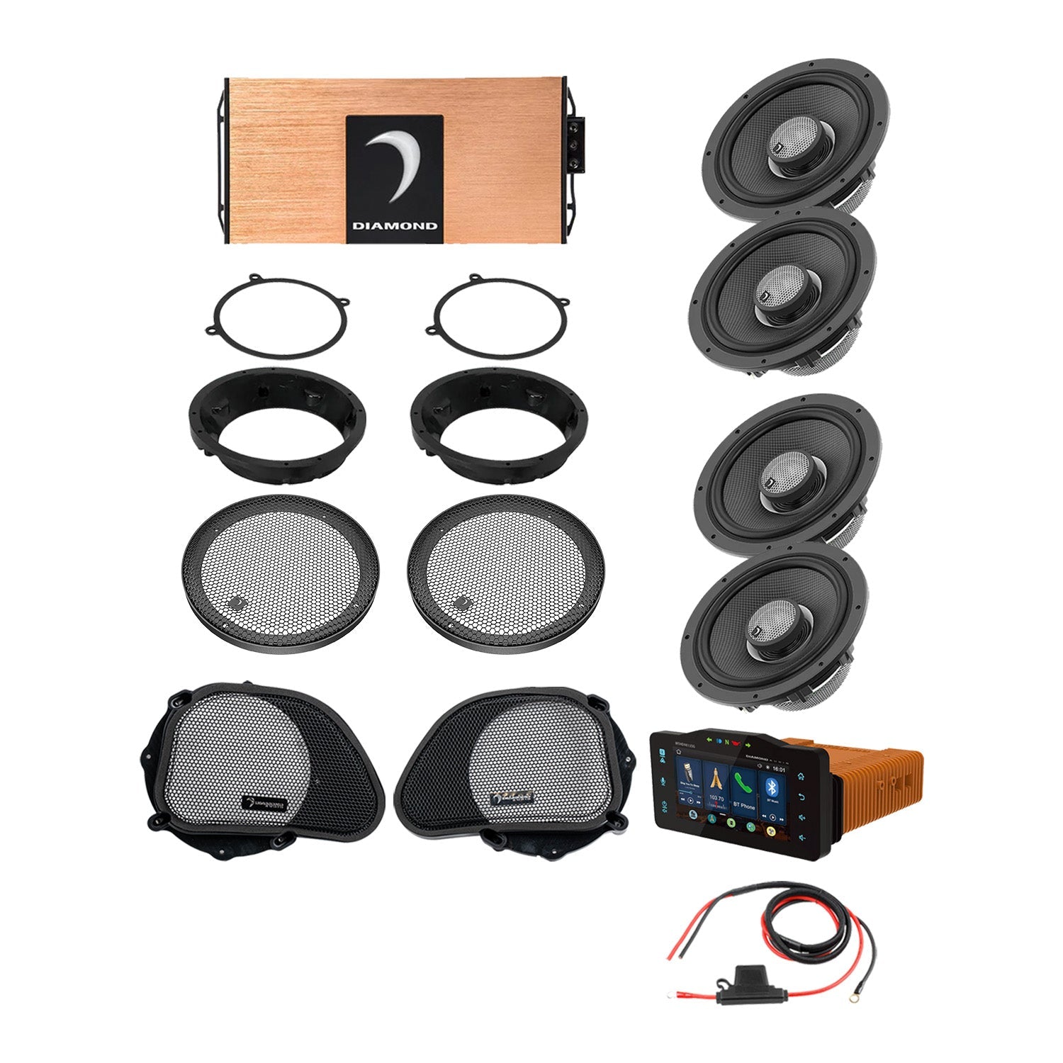 98 - 13 Harley Davidson® Road Glide 4 - Speaker System - DA9813RGTP1R - DA9813RGTP1R - Diamond Audio