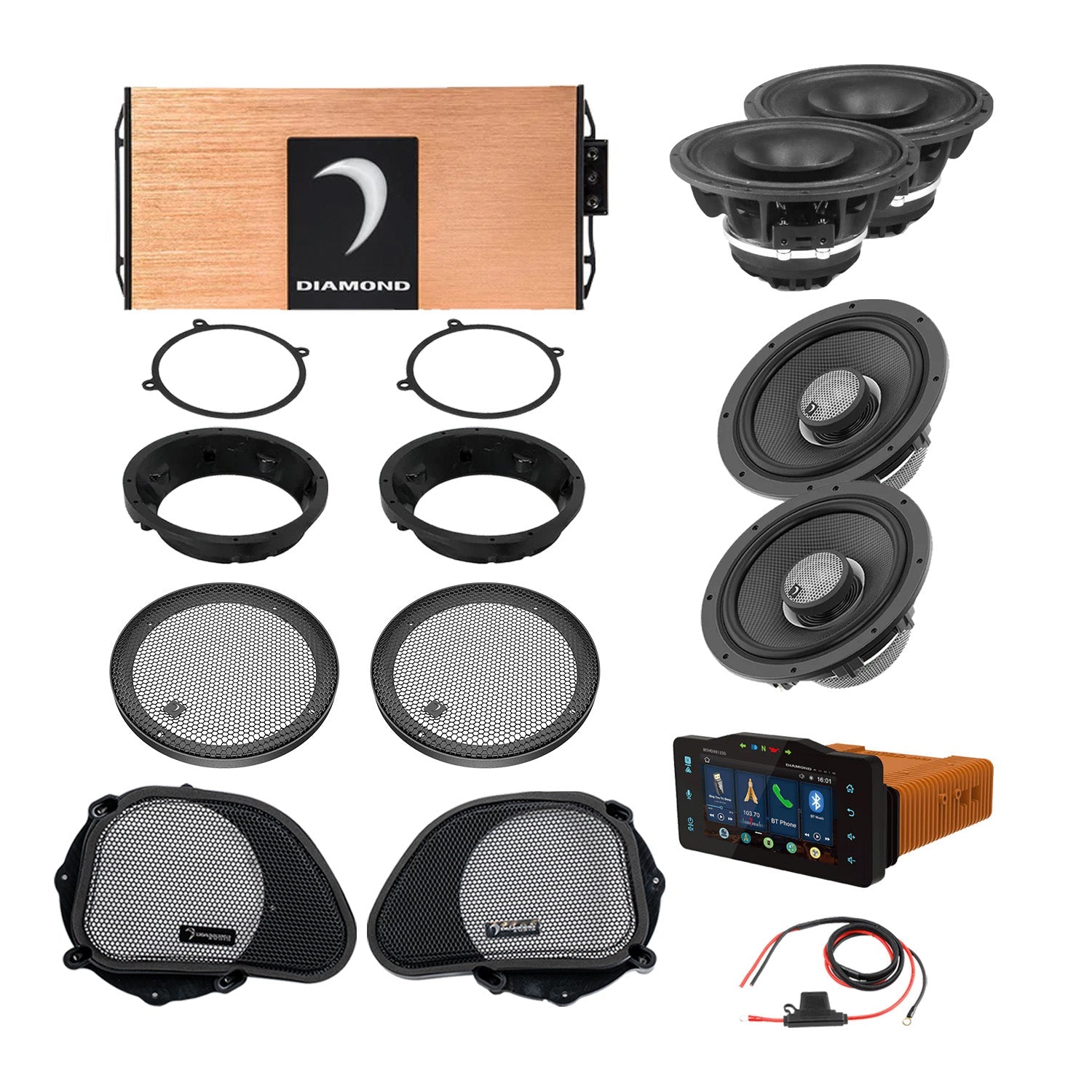 98 - 13 Harley Davidson® Road Glide 4 - Speaker System - DA9813RGTP2R - DA9813RGTP2R - Diamond Audio