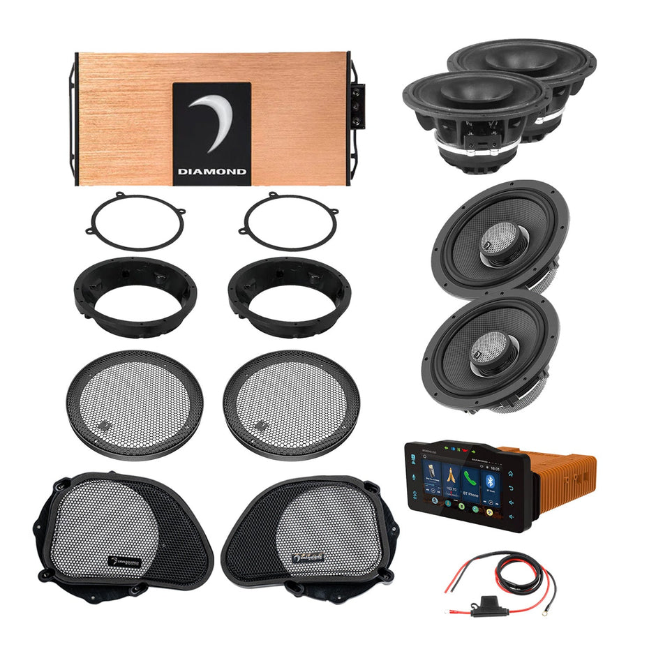 98 - 13 Harley Davidson® Road Glide 4 - Speaker System - DA9813RGTP2R - DA9813RGTP2R - Diamond Audio