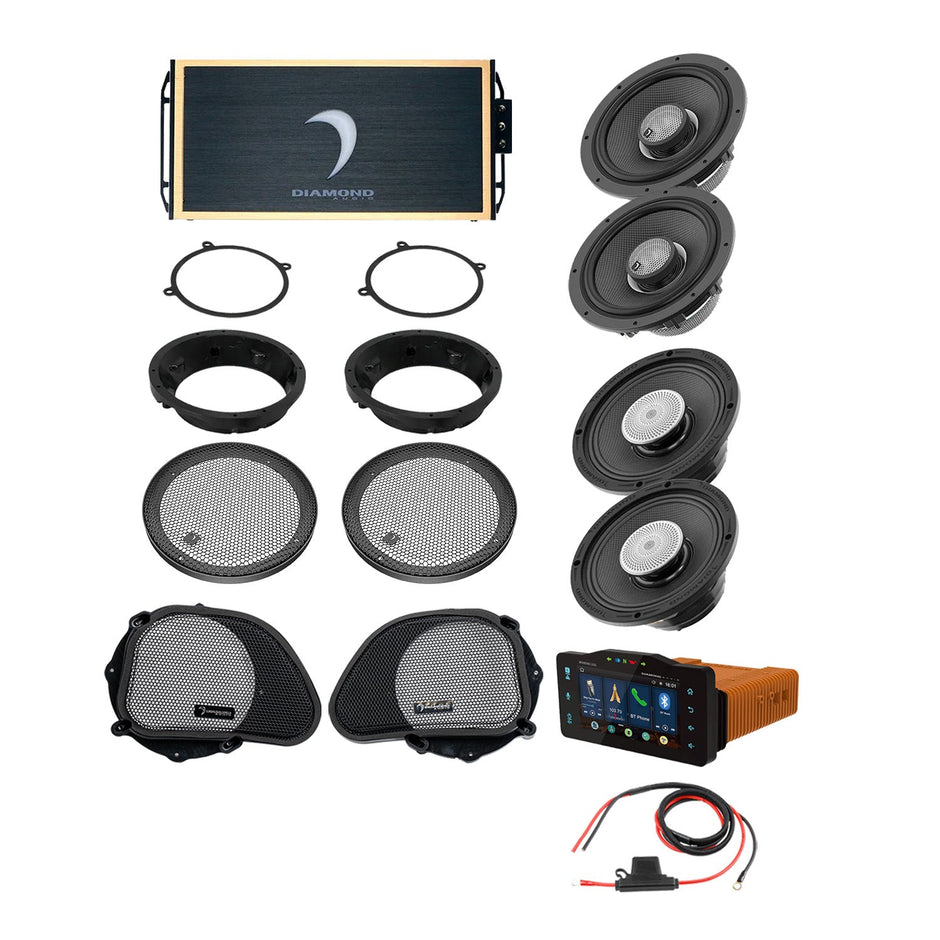 98 - 13 Harley Davidson® Road Glide 4 - Speaker System - DA9813RGTP3R - DA9813RGTP3R - Diamond Audio