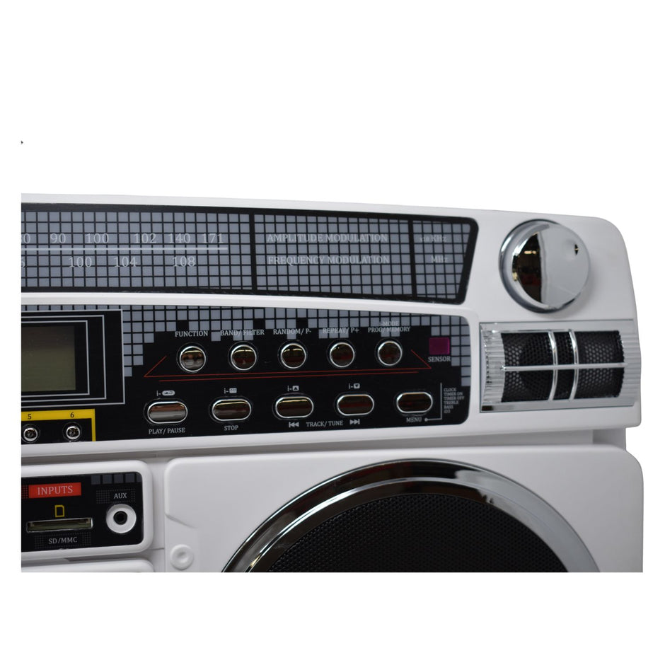 Lasonic Bluetooth Boombox Rechargeable 80s Style Ghetto Blaster I-931BT (White)