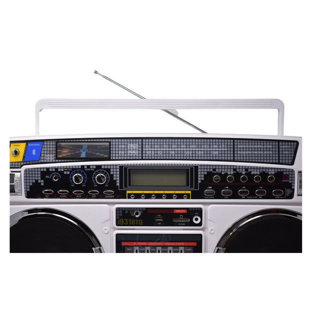 Lasonic Bluetooth Boombox Rechargeable 80s Style Ghetto Blaster I-931BT (White)