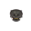 A HED 2025 Edition Coaxial Speaker with a visible cone diaphragm, circular frame, and central dome is set against a plain white background. Featuring impressive audio performance and four mounting holes for its rectangular bracket, this black 2.5