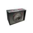 The HED Subwoofer Enclosures feature a black box with red and silver accents. The 