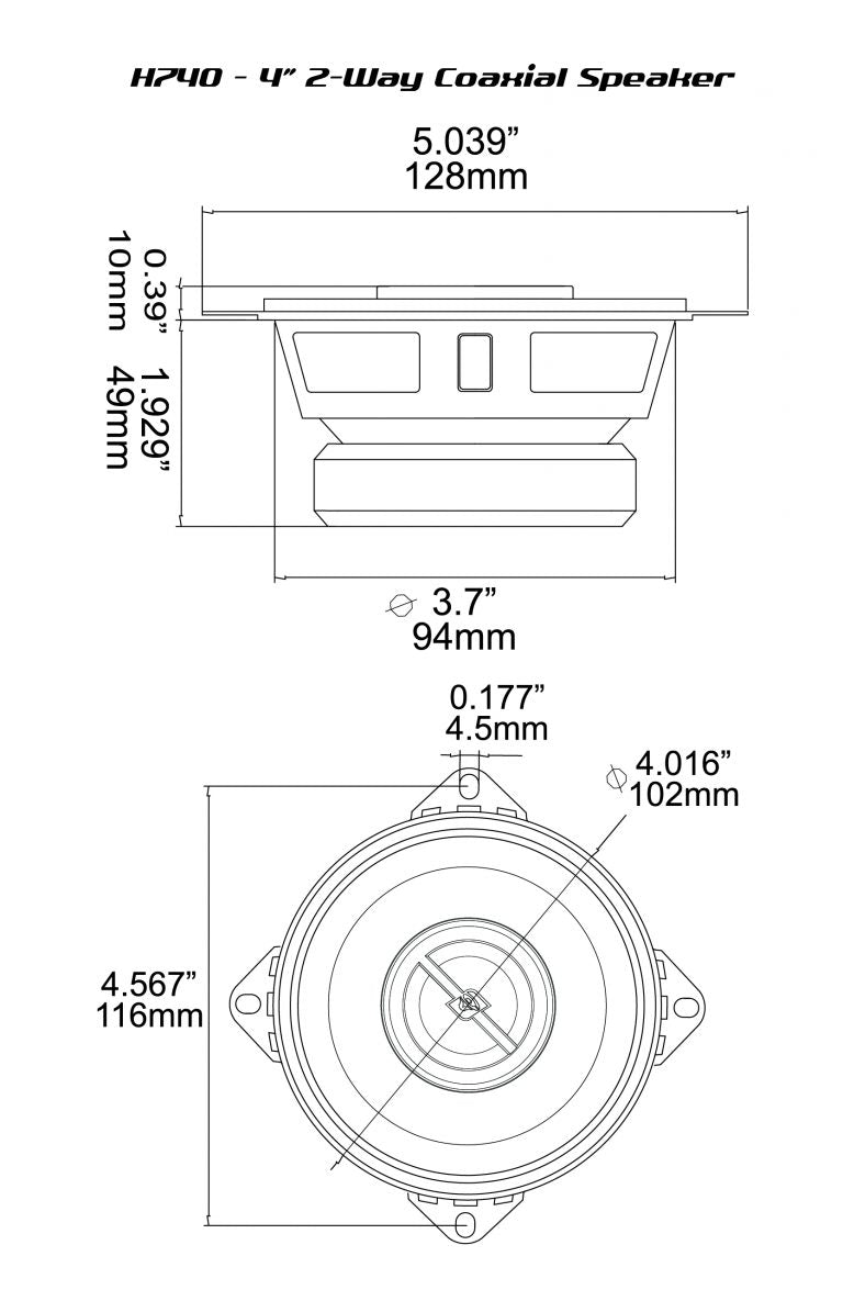 Technical diagram of the HED Series H740 4