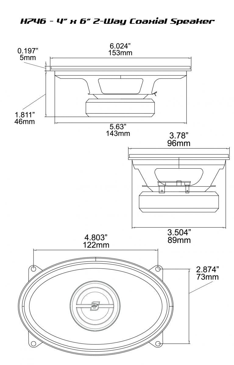 Technical diagram of a Cerwin-Vega HED Series H746 4