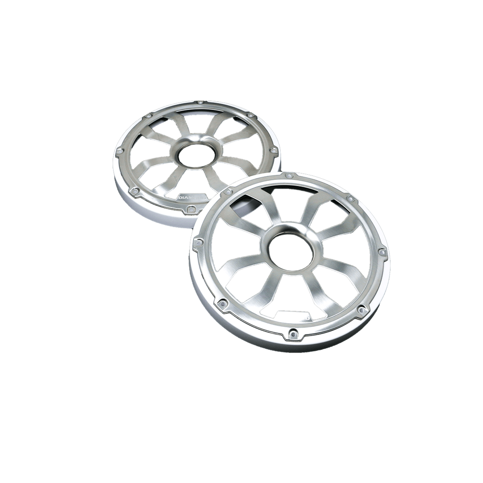 Diamond Audio HXM65FGW 6.5 inch flush grills, brushed aluminum and white - view 2